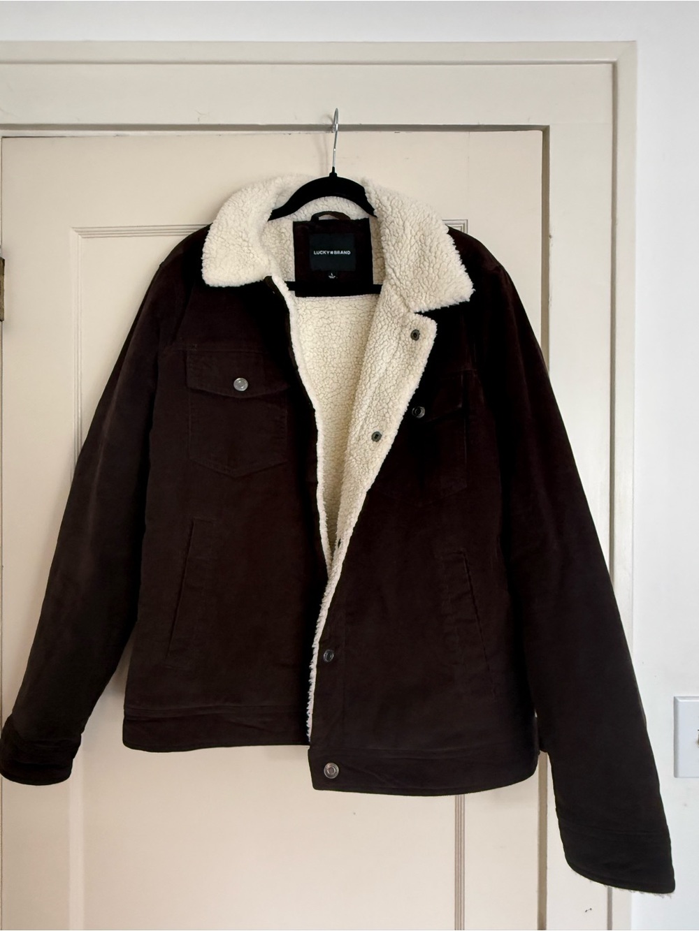 Men’s Lucky Brand Corduroy Sherpa Trucker Jacket Brown Large
